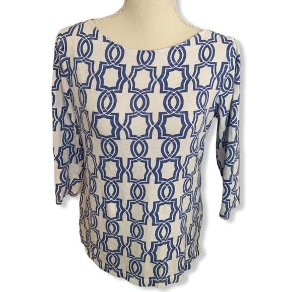 CHICOS TOP | blue patterned top - Picture 1 of 4